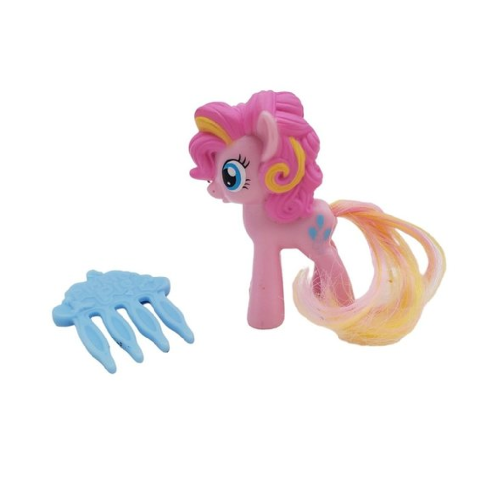 My Little Pony Pinkie Pie Pink Toy with McDonalds Comb Minature Collectible 2"‎